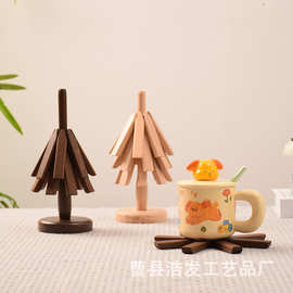 北欧风木质杯垫圣诞树造型客厅水杯碗碟隔热垫下午茶咖啡杯垫餐垫