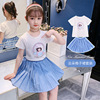Girl summer Flaky clouds suit Head On behalf of Children's clothing girl summer Korean Edition Net Red Western style Dress