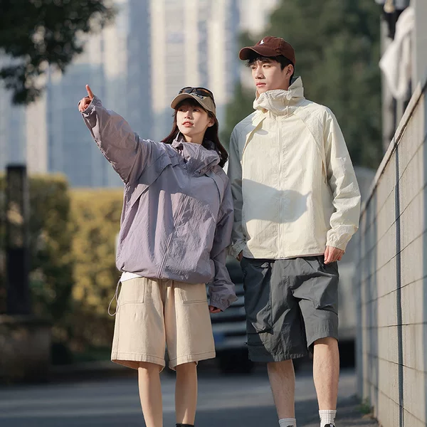 Cross-border mountain-style new outdoor UPF50+ sun protection clothing for men and women, couple's model, hooded, lightweight, loose-fitting, UV-resistant outerwear
