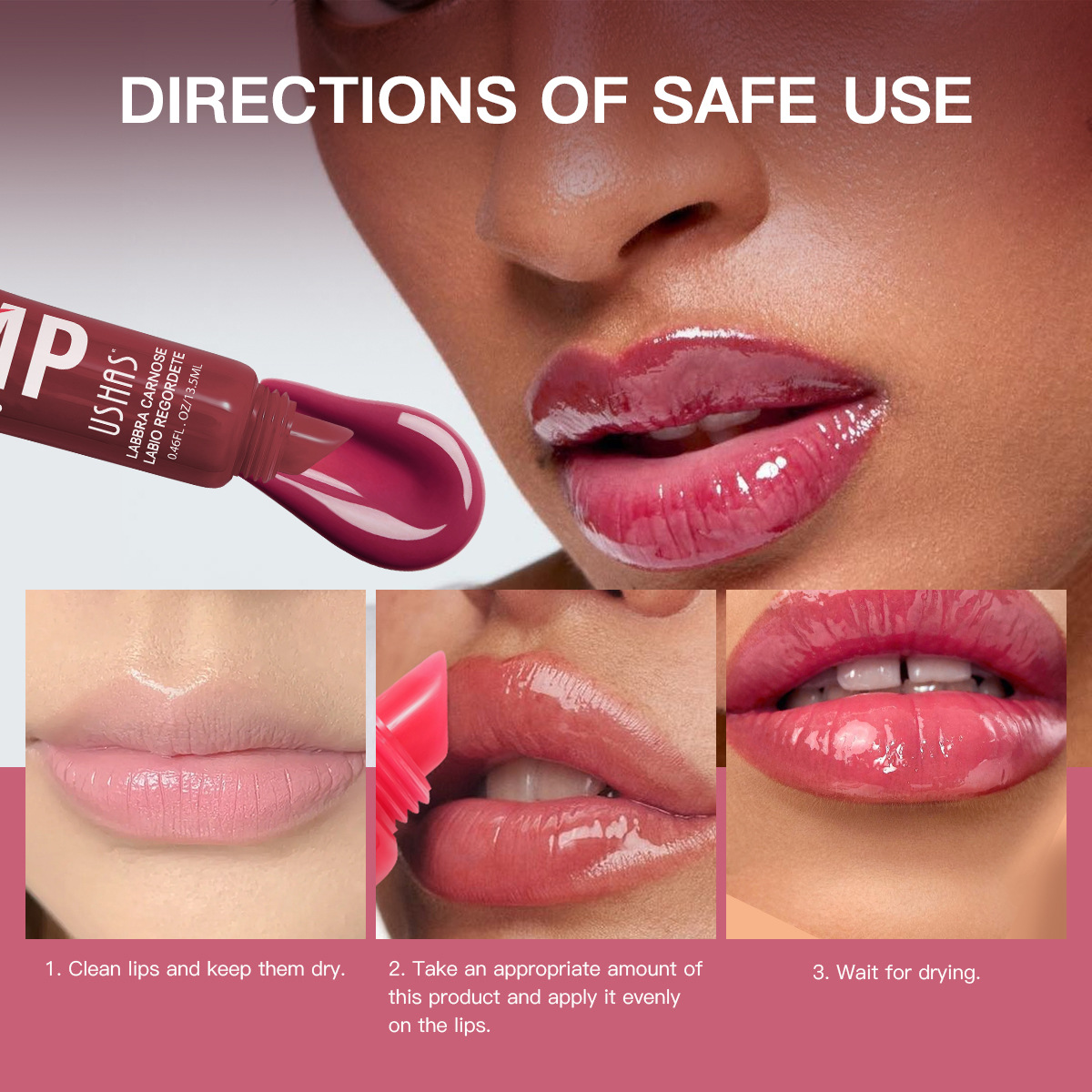 USHAS punto transfronterizo europeo y americano venta caliente, resistente al agua y duradero, sin decoloración, taza sin adherencia, lápiz labial de esmalte de labios UC087