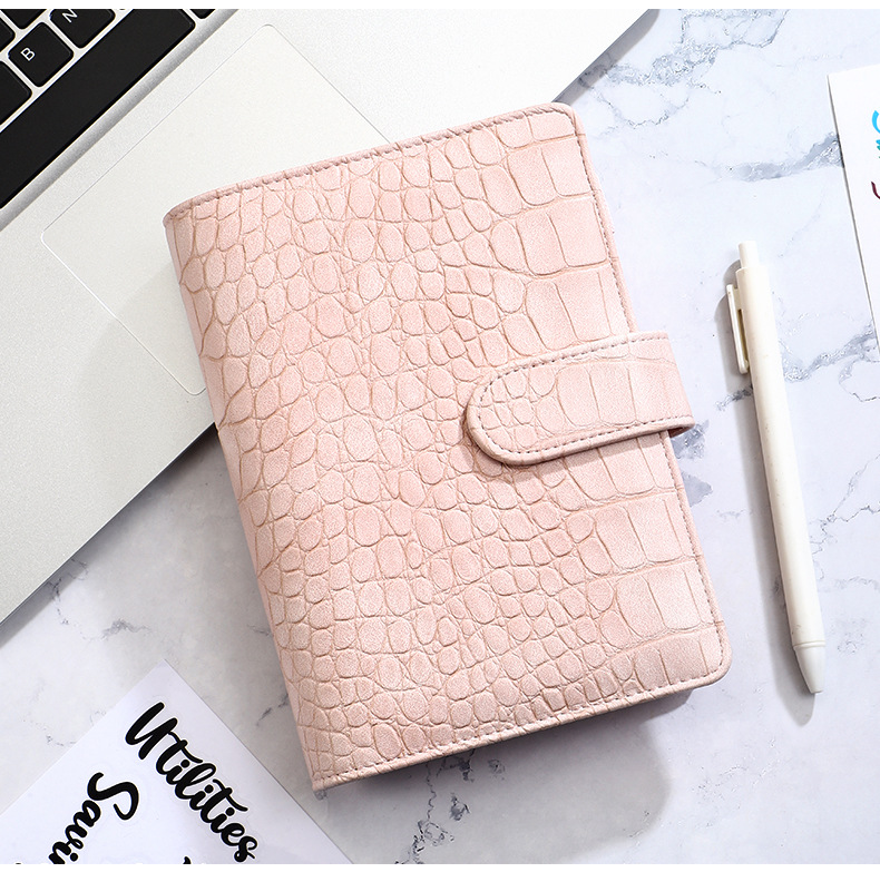 A6 neue Krokodil farbe 6 Ringbuch Pu Clip-On Notebook Leder Lose blatt Notebook Cover Notebooks Journal Briefpapier – Detail 17