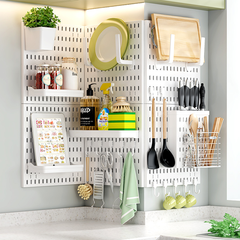 Household Punch-Free Hole Board Storage Rack Bedroom Storage Rack Kitchen Hole Board Hook Hole Board Accessories Wholesale