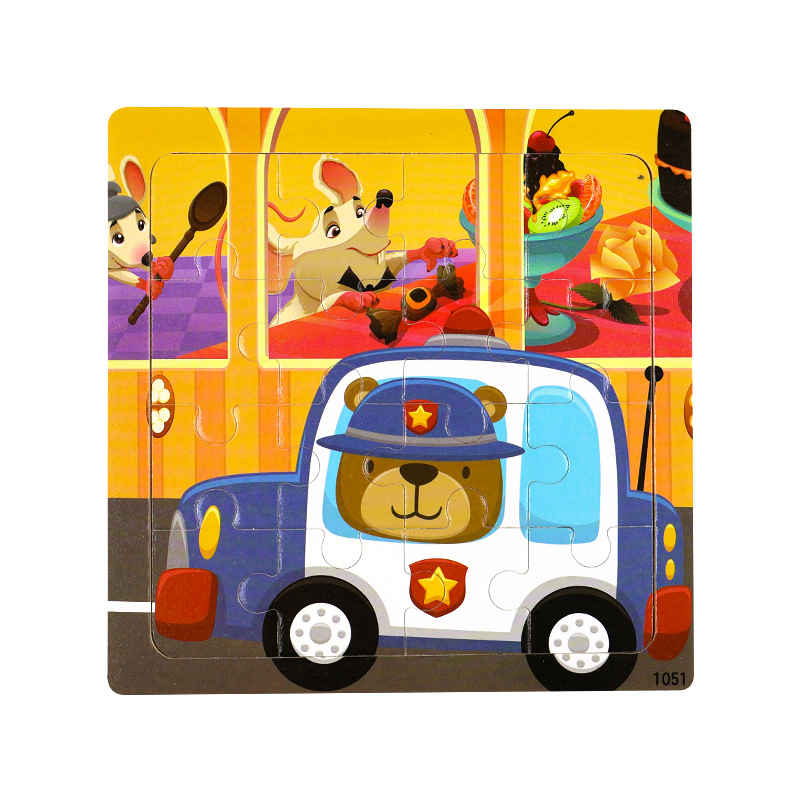 16 piezas de puzzle de madera para niños animales dinosaurios dibujos animados puzzle plano de madera para bebés de educación temprana juguetes de inteligencia image 56