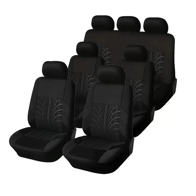Cross-Border Hot-Selling Elastic Fabric Tire Pattern Press-Stitched Seven-Seater Car Seat Cover 13-Piece Set Seat Cushion