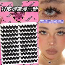 兜兜甜异域烟熏漫画假睫毛D翘欧美精致感亚裔混血浓密单簇假睫毛