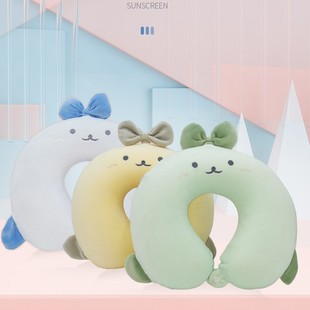 Cartoon U-Shaped Pillow Memory Foam Cute Bow Neck Pillow Office Rest Travel Driving Portable Pillow