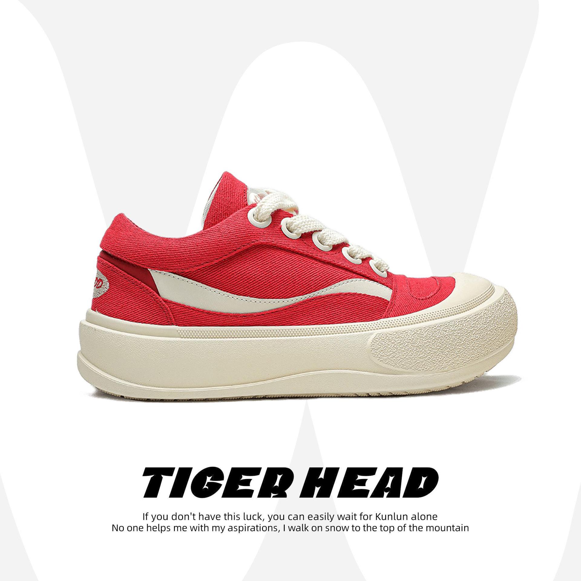 [Red Coke] Niche Original Design Large-Toe Shoes, Casual Thick-Soled Sneakers, Men's and Women's Canvas Shoes to Increase Height