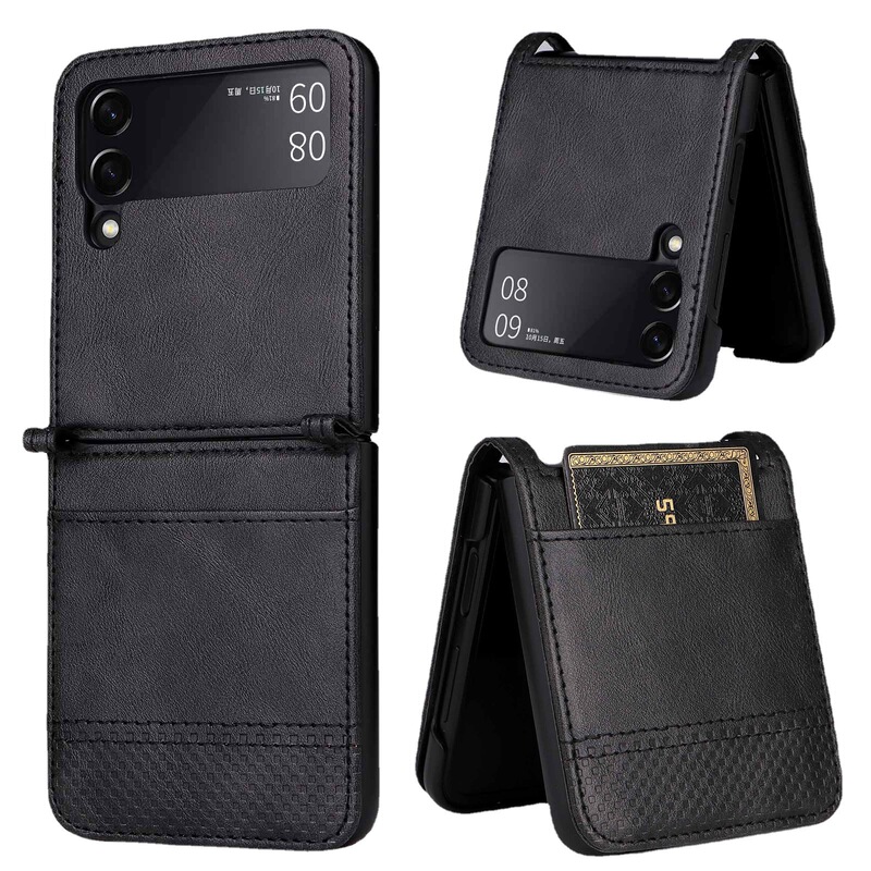 For Samsung Z Flip4 Folding Screen Card Phone Case Flip3 Retro Check One-piece Protective Shell 5 Leather Case 6 For Samsung Z Flip4 Folding Screen Card Phone Case Flip3 Retro Check One-piece Protective Shell 5 Leather Case 6