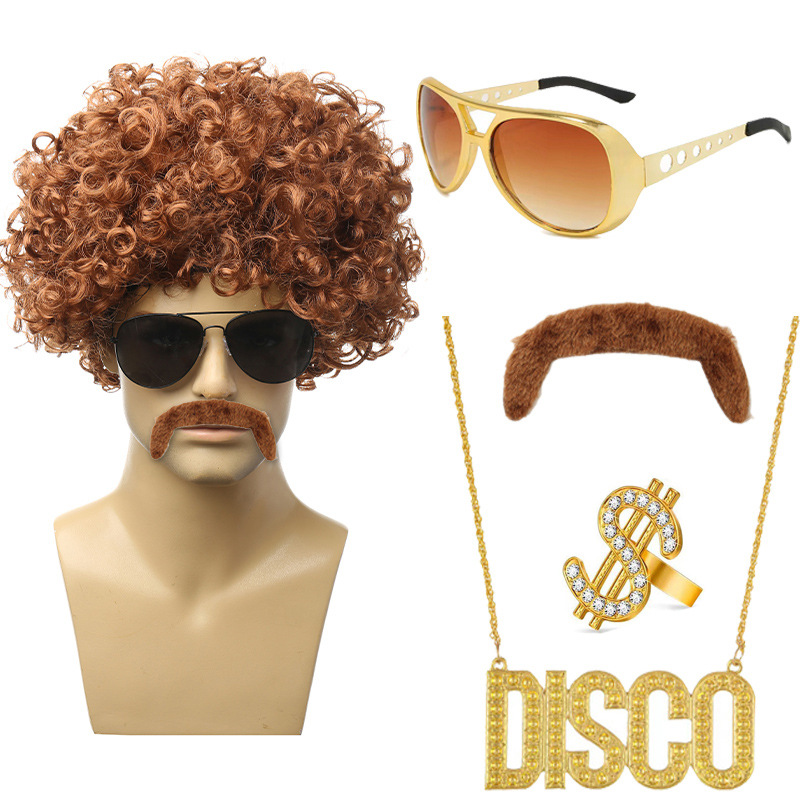 라이트 그레이 + 골드 안경 반지 다크 브라운 수염 DISCO