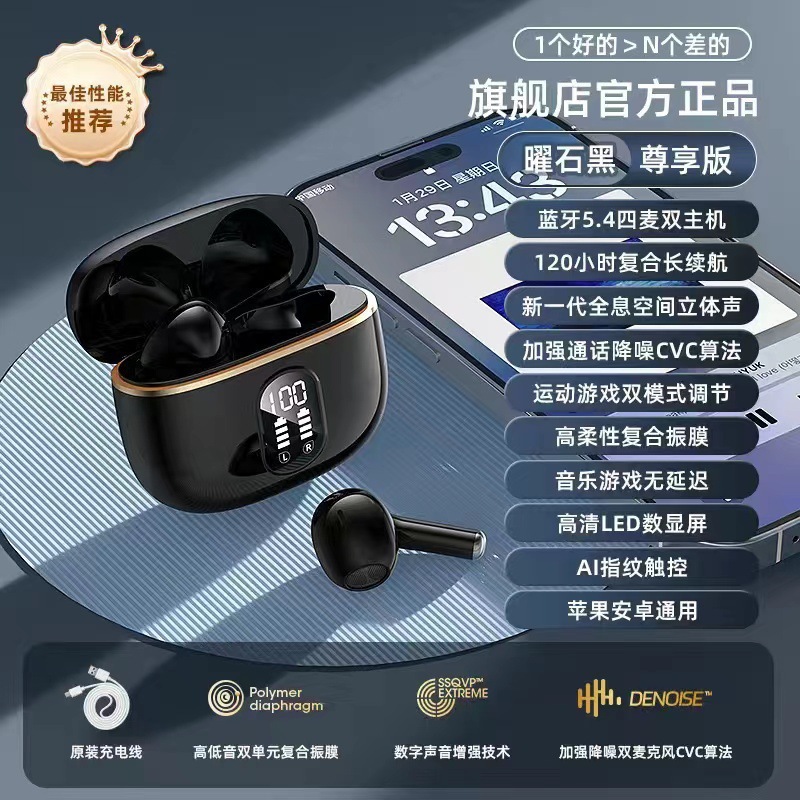 Auriculares Bluetooth Q86 Transfronterizos, Modelo 2025, Inalámbricos, con Cancelación de Ruido, de Alta Gama, Semi-Intraaurales, Deportivos, para Correr, con Batería de Ultra Larga Duración