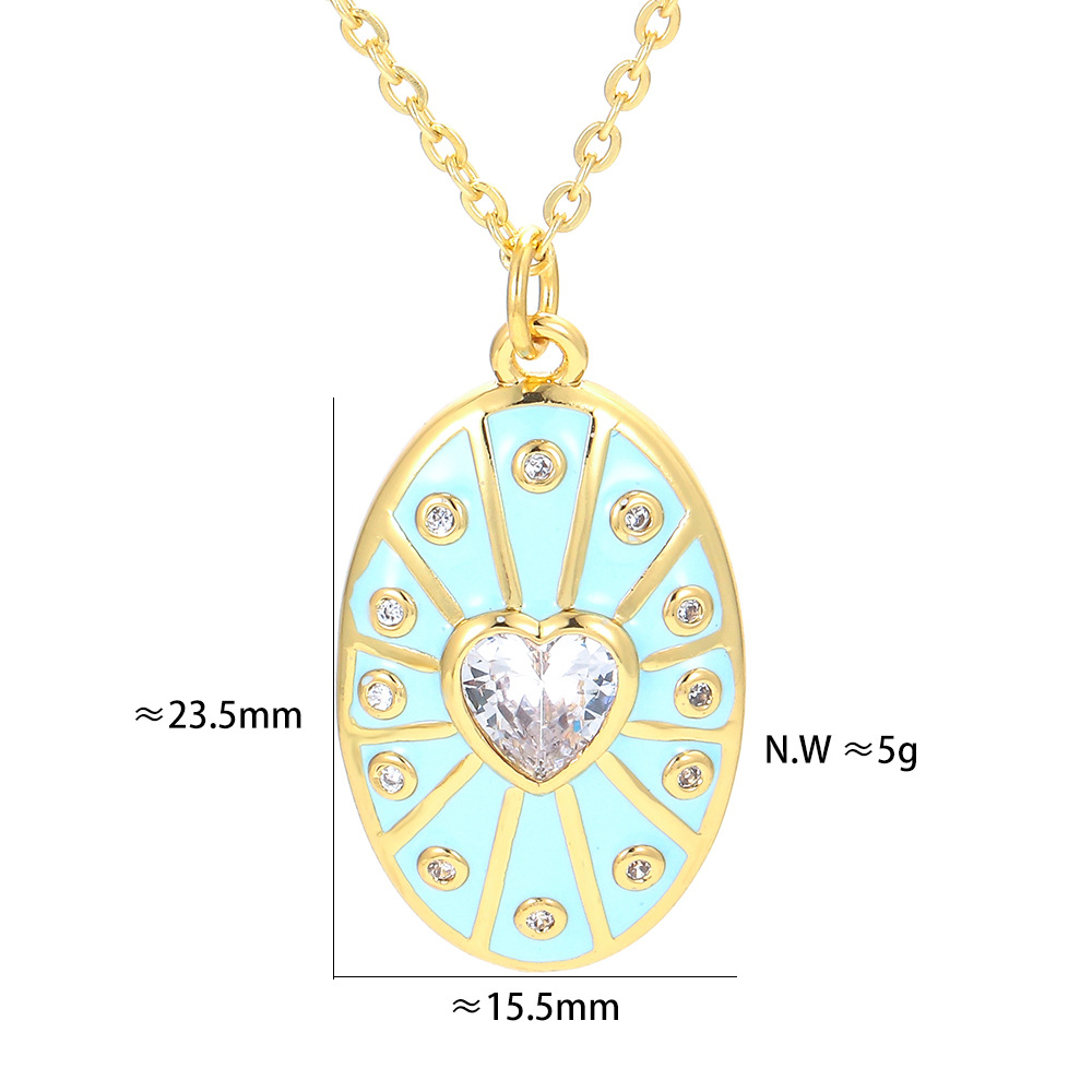 Cross-border Jewelry Dripping Oil Heart  Pendant Clavicle Chain Geometric Color Necklace display picture 4