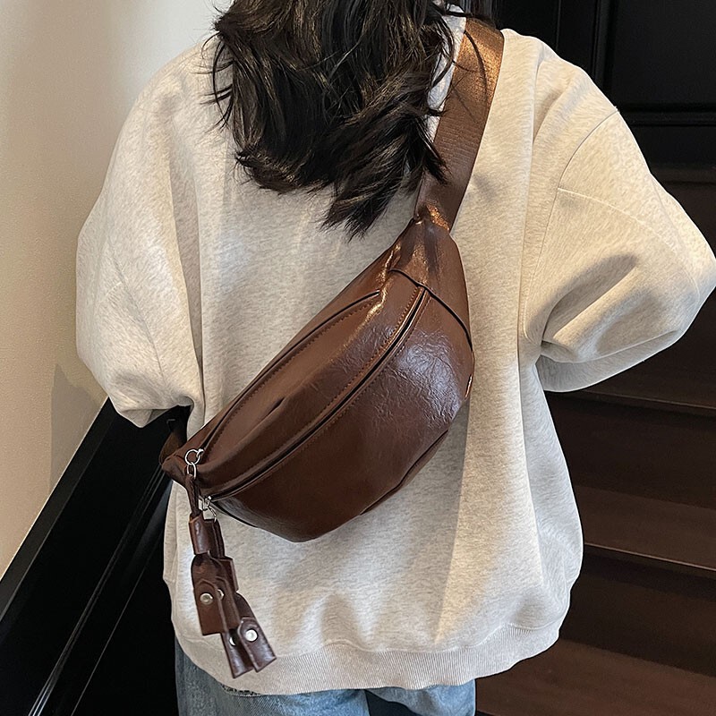 Japanese Retro Pu Leather Chest Bag Waist Bag Unisex New Versatile Korean Style Trendy Large Capacity Sports Casual Crossbody Bag Japanese Retro Pu Leather Chest Bag Waist Bag Unisex New Versatile Korean Style Trendy Large Capacity Sports Casual Crossbody Bag