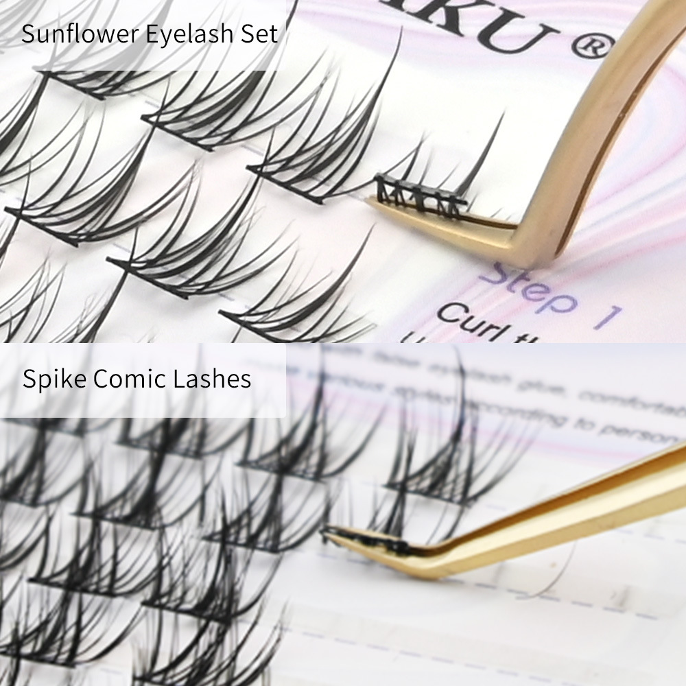 NAGARAKU girasol perezoso trilogía pestañas falsas solo racimo auto-injerto aire de hadas conjunto de dibujos animados en caja