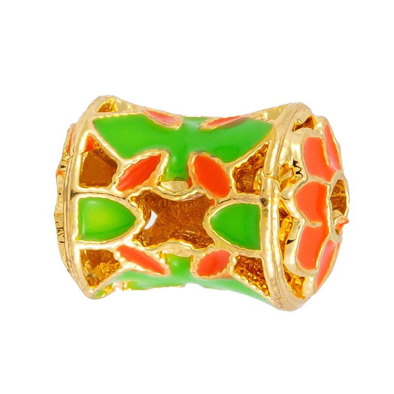 Antiguo método oro goteando aceite azul quemado colgante cuentas Dios de la riqueza atrapador de sueños flor cuentas de tambor accesorios de bricolaje joyería de transferencia