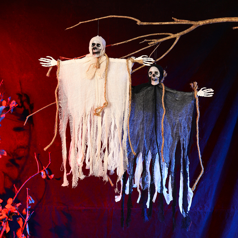 Transfronterizo nuevo colgante de Halloween fantasma cráneo gasa colgante Cámara fantasma casa embrujada Decoración Accesorios horror cráneo