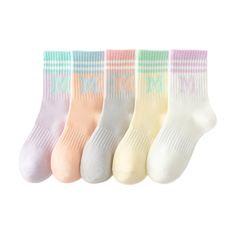 [Nuevos productos] Calcetines para niñas Calcetines para niños Primavera y otoño Calcetines de arco iris para niñas de tubo medio para estudiantes Deportes de todo fósforo
