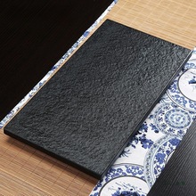 天然石材燒水壺空位孔嵌入式蓋板茶桌電磁爐石板烏金石茶盤定 制