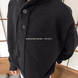 反季连帽毛衣男士秋冬款胖子大码时尚宽松休闲港风针织衫外套