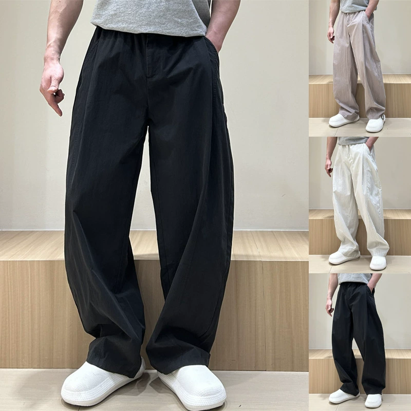 Летние тонкие повседневные брюки для мужчин, новинка 2025 года, простые универсальные прямые брюки, свободные брюки с драпировкой, мужские брюки-сабы