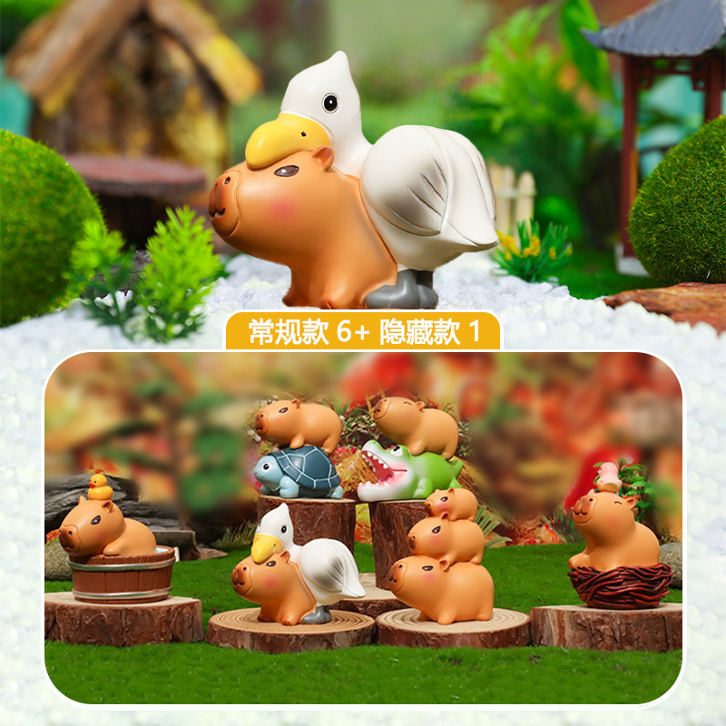 小红书同款豚门许愿农场卡通盲盒创意潮玩卡皮巴拉儿童玩具装饰品|undefined