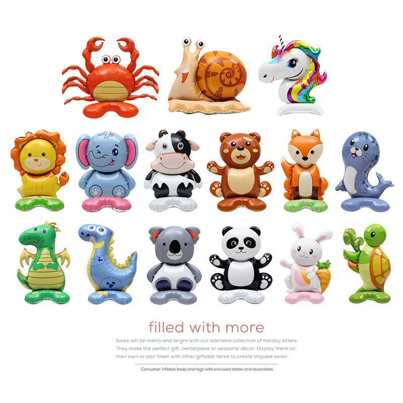 Party decoration decoration photography props toy balloon 4D three-dimensional standing small animal cartoon shape aluminum film balloon