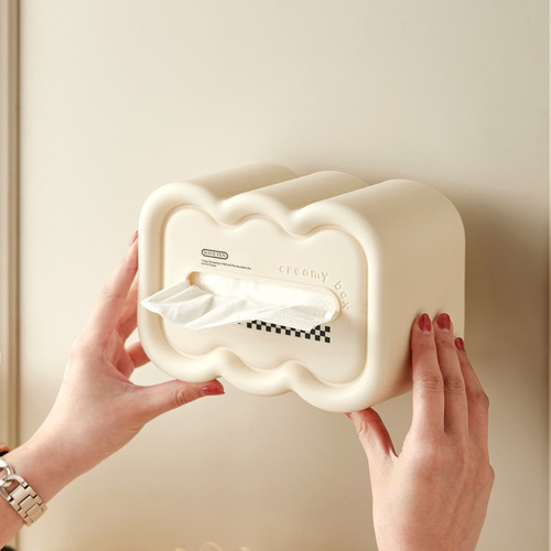 Cream style wall-mounted tissue box art high-looking ins tissue box living room bathroom French cloud storage box