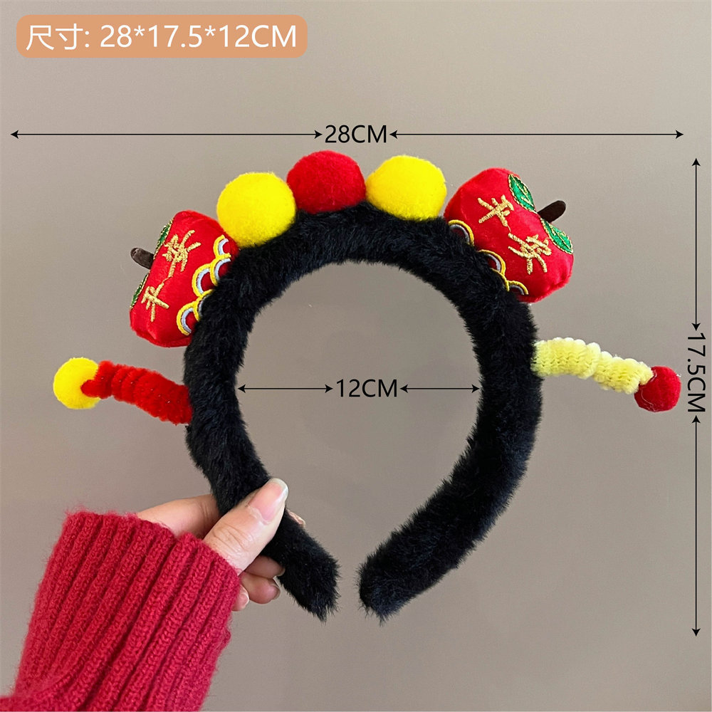 Accesorios para el cabello con diseño de león para el Año Nuevo, diademas rojas de felpa, pinzas para el cabello, horquillas con diseño de muñeca de dibujos animados para niñas, pinzas de pico de pato.
