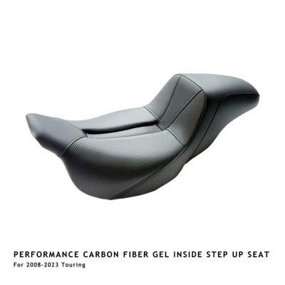 Suitable for Harley 08-26 Touring, High-Performance Step Seat Cushion, Carbon Fiber Leather, Contains Gel (Motorcycle cushion) - 08-23-gliding