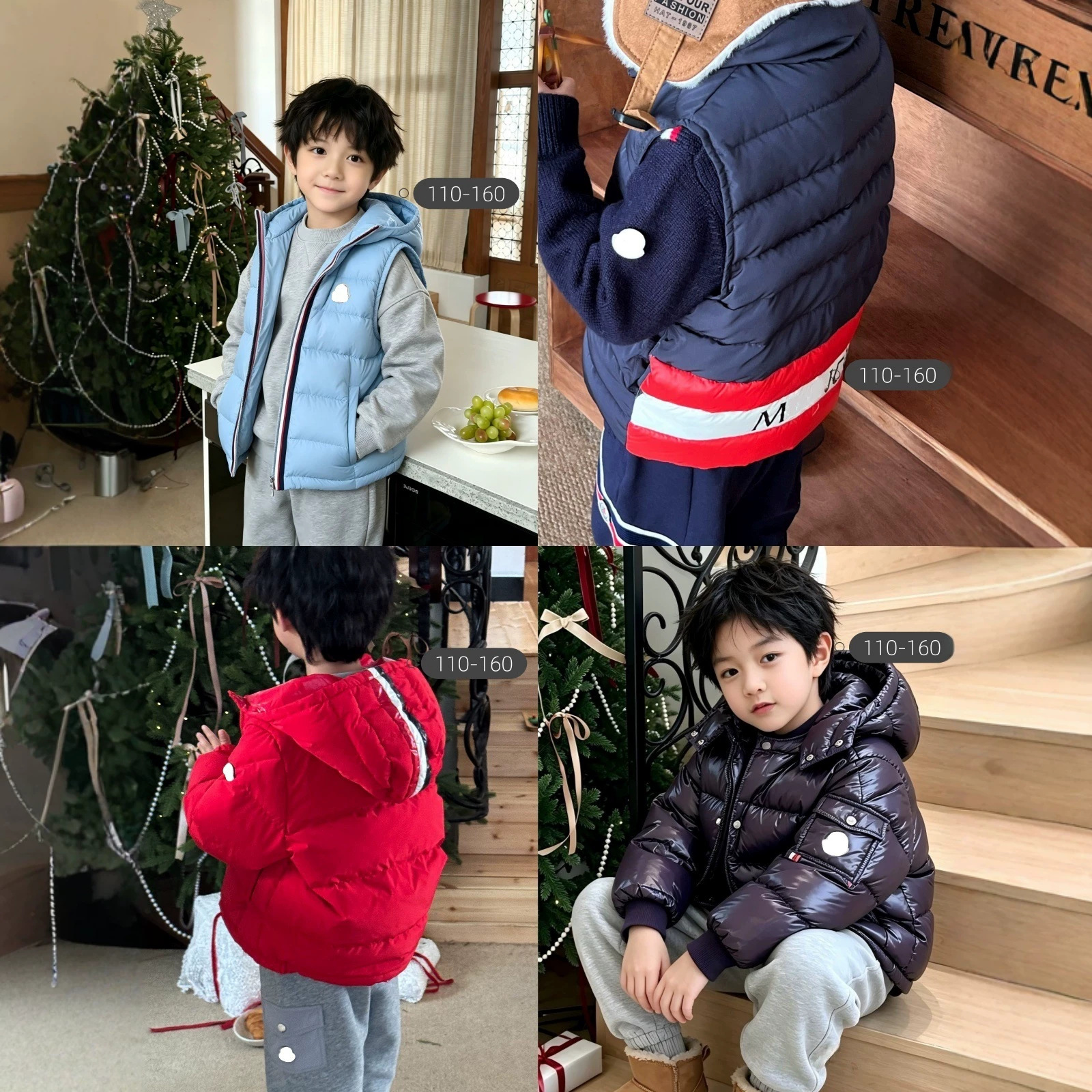 Special children's clothing: M26 autumn blue hooded/patchwork back down vest/Chinese red/deep sea hooded down jacket
