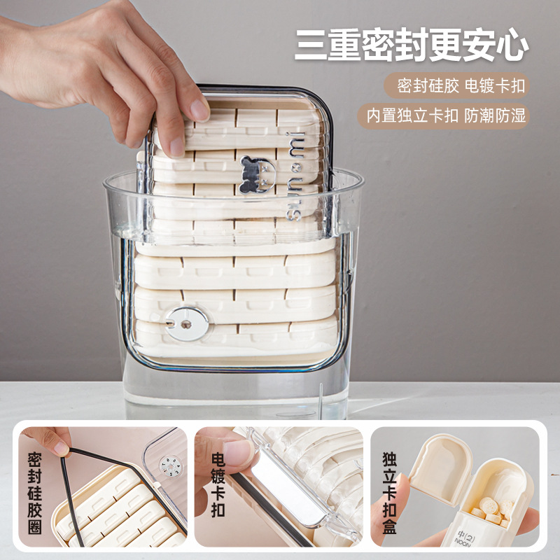 Caja de medicina dispensador de medicina portátil de gran capacidad siete días a la semana caja de embalaje de medicina productos de cuidado de la salud caja de almacenamiento sellada