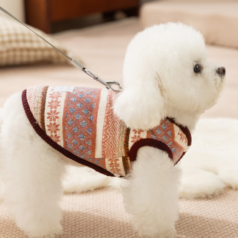 【10% off先行販売】秋冬新作フェアアイルスノーフレークベスト暖かい猫犬ペット服小中型|undefined