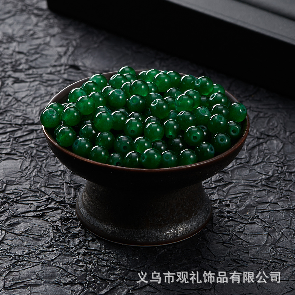 Primavera y verano imitación de cristal imitación de jade natural de 8mm de color sólido perlas de vidrio perlas diy accesorios de pulsera perlas sueltas