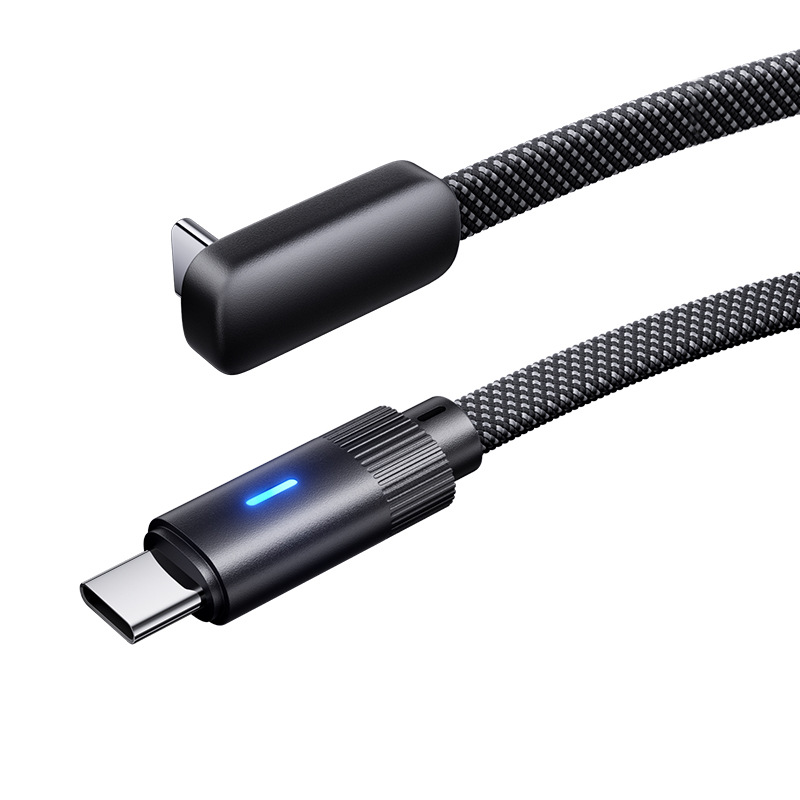 彎頭Typec扁線數據線100w快充加長2米適用華為OPPO榮耀vivo充電線 5