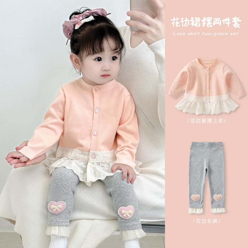 婴儿秋装套装2025新款女宝宝毛衣卫裤分体两件套女童早秋外套衣服|undefined
