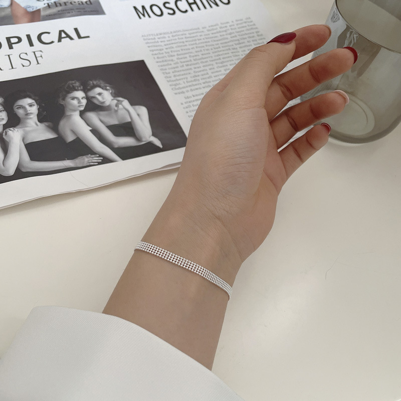 925 sterling silver Chain Material 1 Piece Quantity Simple Style Solid Color Silver Plating Hollow Out Bracelets 1 Piece