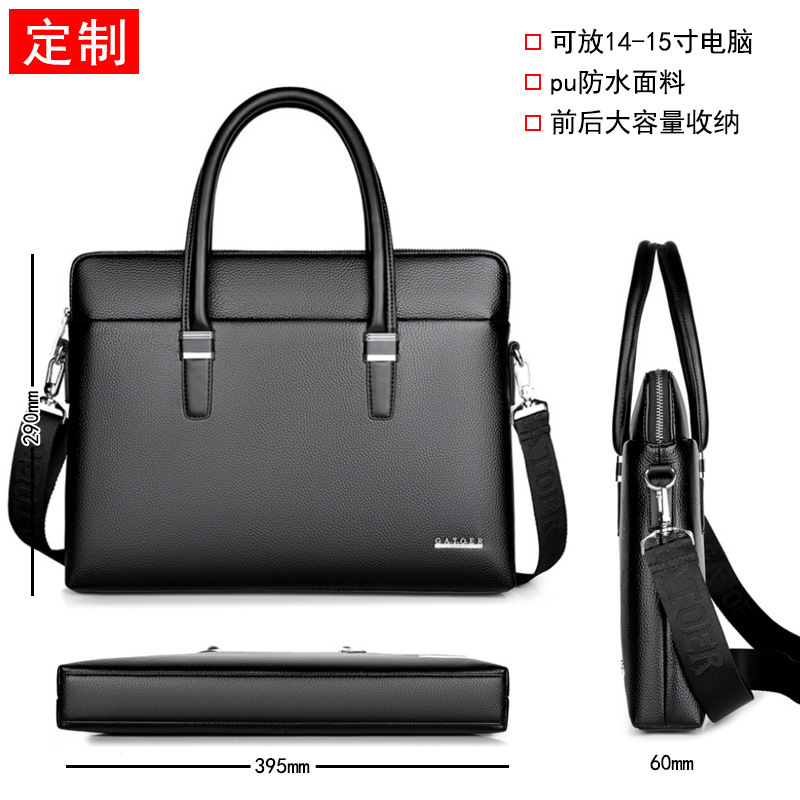 Men's Handbag Business Large Capacity Leather Bag Conference Briefcase Commuter High-End Laptop Bag Wholesale