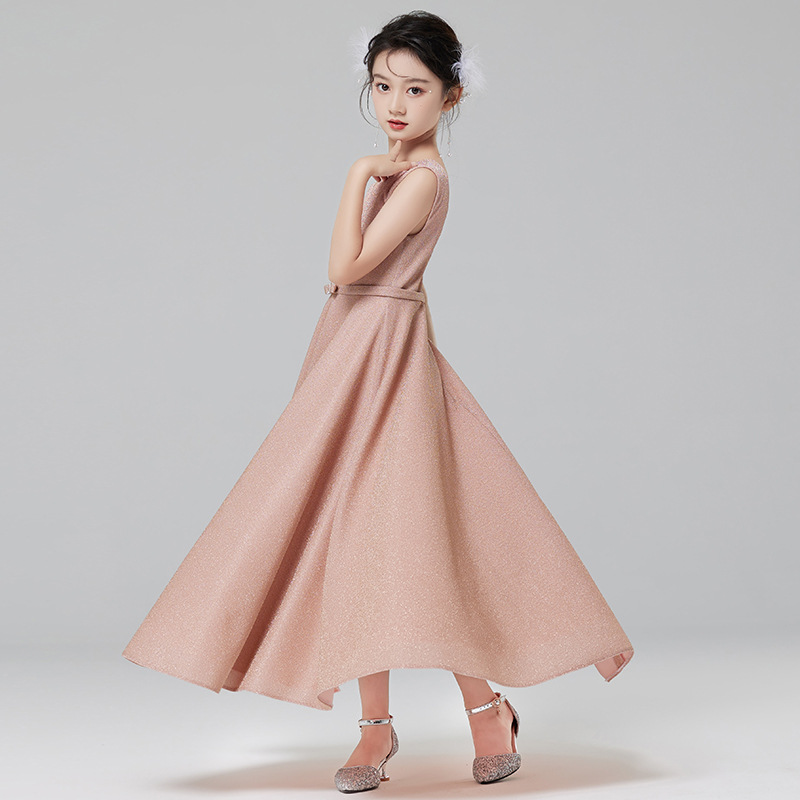 Vestido de niñas Otoño e Invierno de gama alta vestido de princesa para niños Rosa flor niña boda niña host piano disfraz