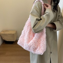 高颜值网纱立体花朵托特包女2024新款小众ins单肩包大容量手提袋