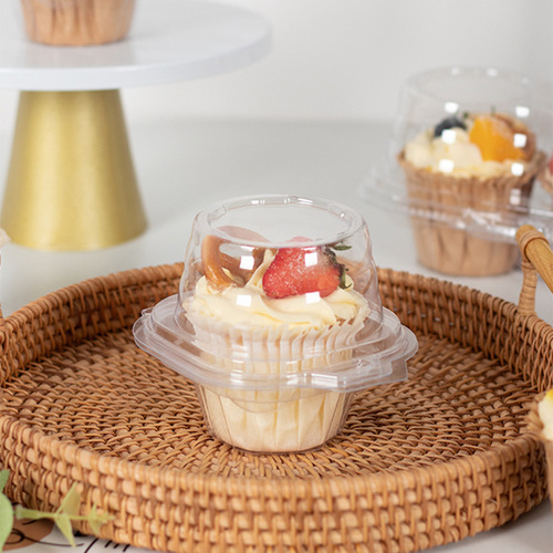 Thickened cupcake packaging box, single egg tart, dessert box, single cup, 2 pieces, transparent packaging box