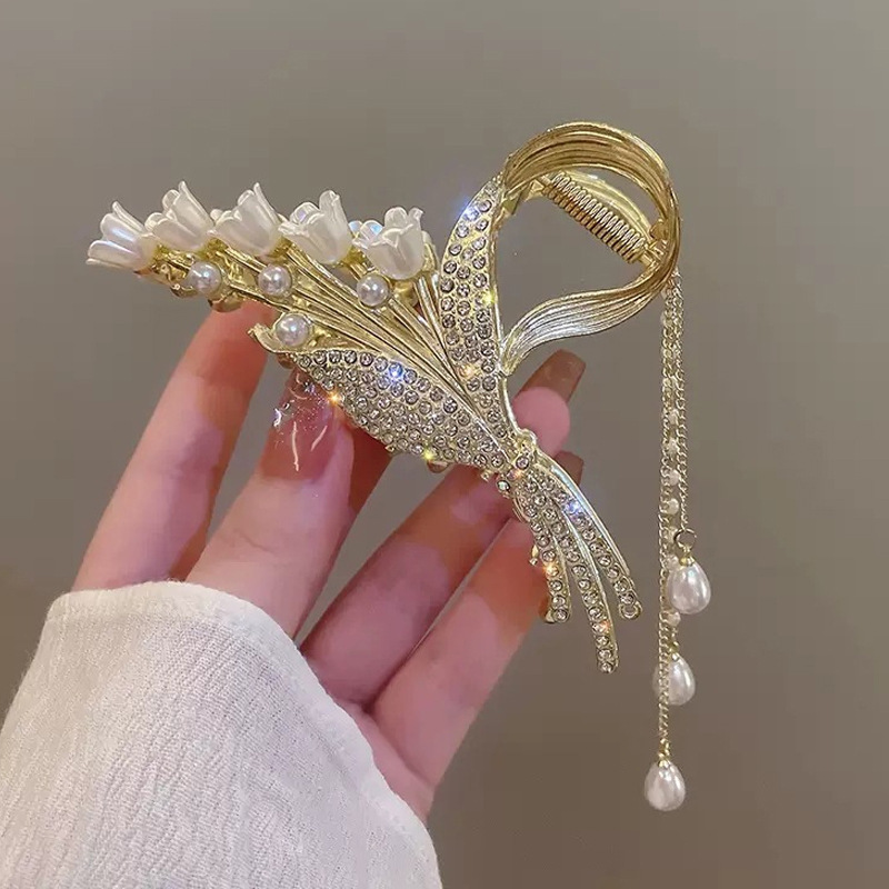 Super Fairy High-end Grab Clip Alloy Antique Hairpin Clip Butterfly Back of Head Women's Large High-end Shark Clip Pendant Headwear