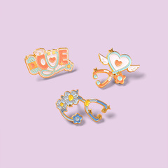 European and American Medical Themed Brooch with Heart Metal Medal Letter English Healing Series Brooch Clothing Accessory Small Decorative Pin