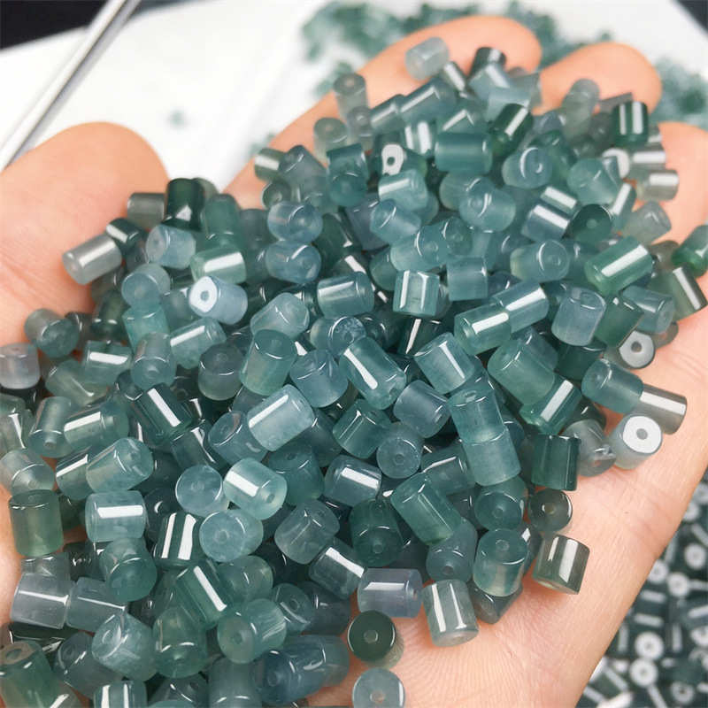 Guatemala jade a goods ice blue water small barrel beads accessories diy jewelry jade crafts manufacturers wholesale