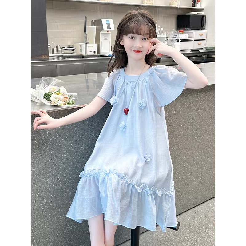 Blue short sleeve dress