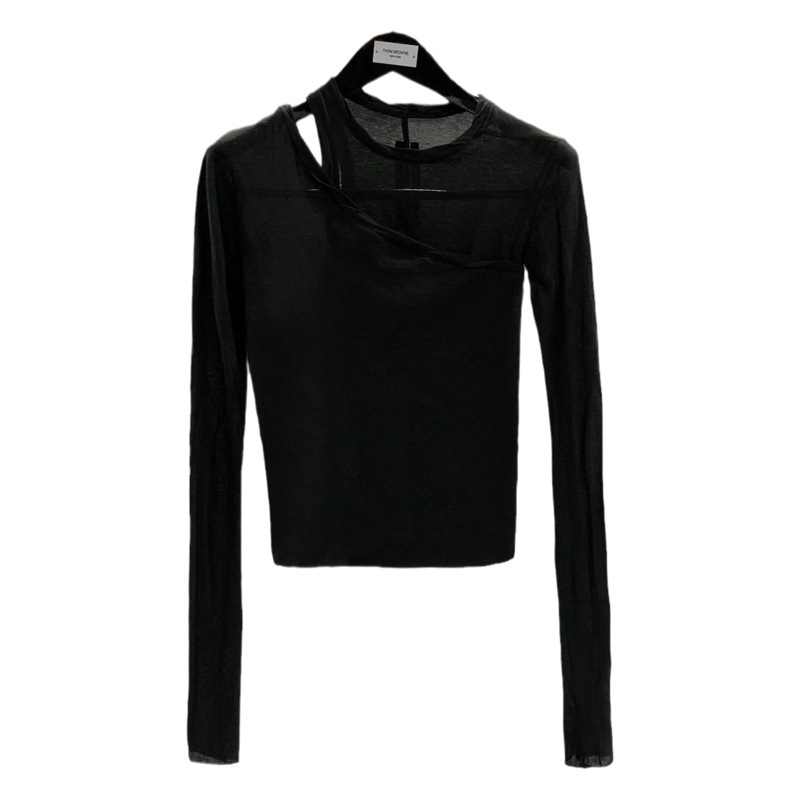 SUBHUMAN Yi Mengling de mujer de doble capa que basa la tela delgada cómoda de punto camisa de manga larga de la camiseta