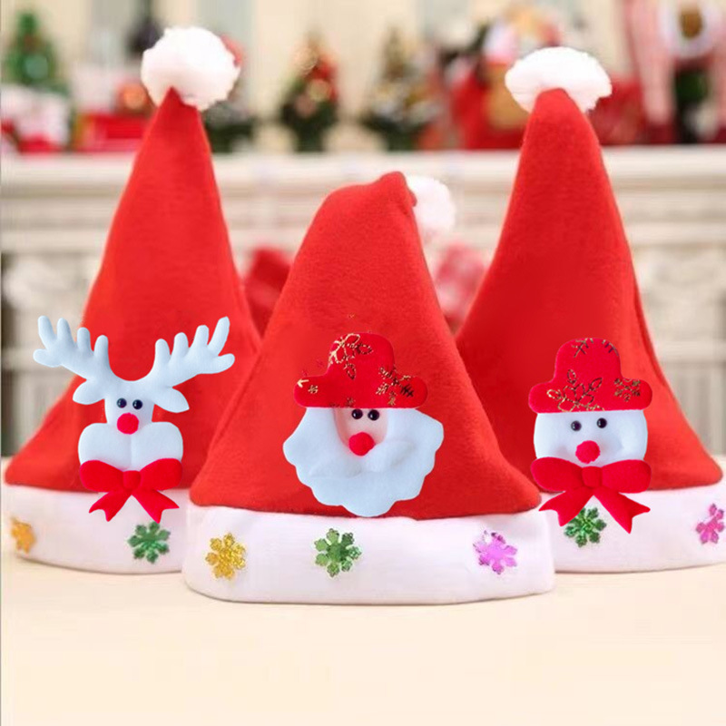 Navidad sombrero decorativo Santa Claus antílope muñeco de nieve adulto niños sombrero de alta calidad de impresión de vacaciones vestir tocado