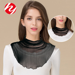 Huaye New Silk Mesh Sunscreen Scarf Women's Thin False Collar Mulberry Silk Interior Decoration Neck Protection High Collar