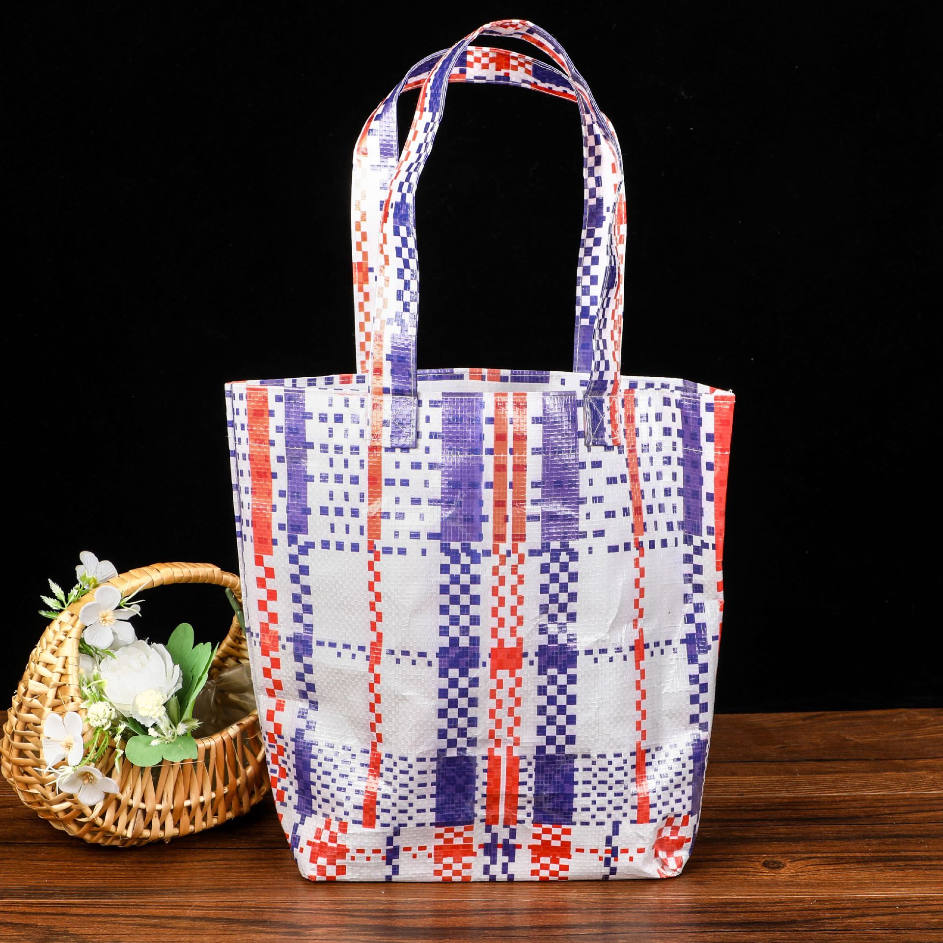 手提编织袋防水防尘袋服装广告活动购物收纳袋蛇皮手拎袋丽新布