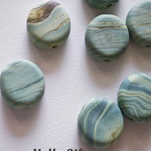 18x6mm尼泊尔古法手工松石绿搅胎背云琉璃珠散珠diy手工材料