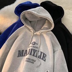 パーカーの男性のプリントの国潮のカップルの服装のファッションのinsは帽子の春と秋のゆったりしている百合の保温の簡単な上で服を着ます。