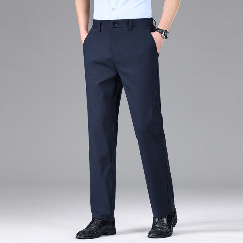 Coole und bügelfreie Hose mit geradem Bein, Frühlings- und Sommerhose aus dünnem Eisseidenleinen für Herren_voghion.com